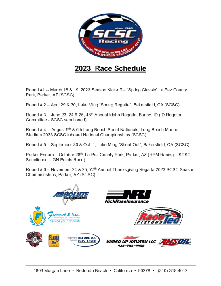 2023 Race Schedule Now Available – SCSC Racing